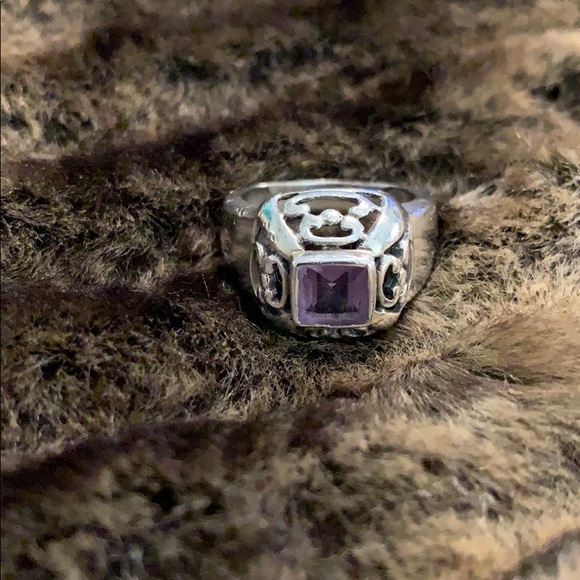 💜 Stylish, eclectic, amethyst sterling silver ring 925 #A97 - Picture 2 of 7